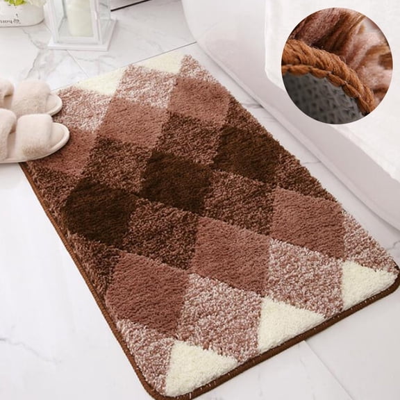 FUDAKUNA Modern Soft Touch Art Deco Geometric Soft and Comfortable Beige Brown Microfiber Bath Rugs, 20" x 32", Machine Washable