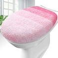 thumbnail image 1 of Soft Microfiber Bathroom Toilet Lid Cover, Machine Washable Covers, 17.5x15, Stays in Place Rubber Backing, Fits Most Round, Elongated and Oblong Lids, Accessories Decor, Pink, 1 of 4