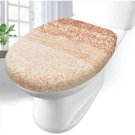 Soft Microfiber Bathroom Toilet Lid Cover, Machine Washable Seat Covers, 17.5 x 15, Stays in Place Rubber Backing, Fits Most Round, Elongated and Oblong Lids, Accessories Decor, Peach