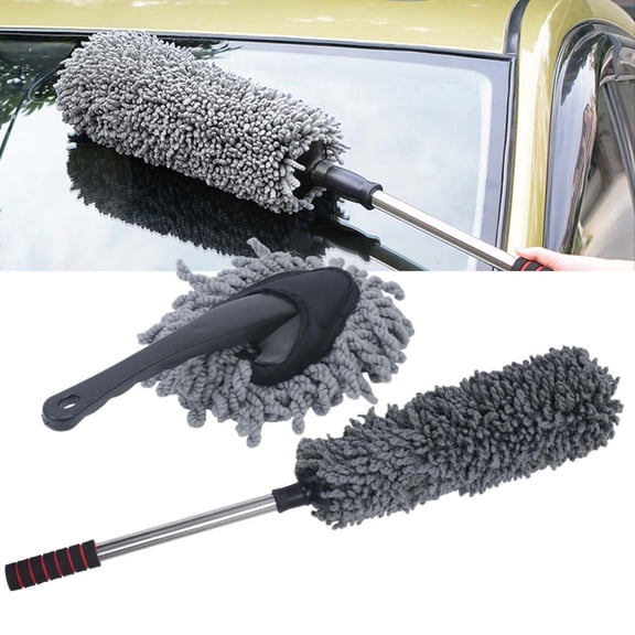 Soft Microfiber Car Duster Exterior Scratch Free Multipurpose Duster with Extendable Handle Duster for Car, Truck, SUV, RV and Motorcycle