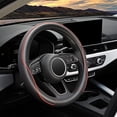 thumbnail image 1 of Soft Microfiber Leather Anti-Slip Car Steering Wheel Cover, Universal 15 Inch, Fit Vehicles, Sedans, SUVS, Vans, Trucks - Black with Red Line, 1 of 12