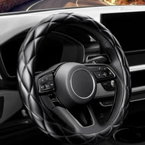 Soft Microfiber Leather Steering Wheel Cover, Universal 15 Inch for Women, Fit Vehicles Sedans SUVs Vans Trucks, Black