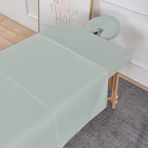 Soft Microfiber Massage Table Sheets Set 3 Piece Set - Includes Massage Table Cover, Massage Fitted Sheet, and Massage Face Rest Cover (Light Green)