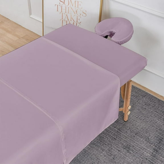Soft Microfiber Massage Table Sheets Set 3 Piece Set - Includes Massage Table Cover, Massage Fitted Sheet, and Massage Face Rest Cover (Light Purple)