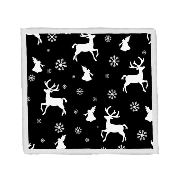 Soft Microfiber Square Blanket with Reindeer and Snowflake Pattern for Home Decor and All Season Use
