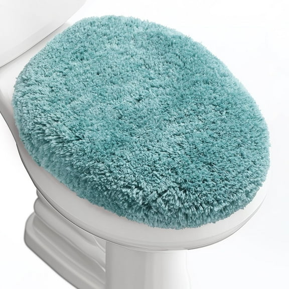 Soft Microfiber Toilet Lid Cover Machine Washable Solid Toilet Seat Cover 17.5" x 15" Adjustable Rubber Backing Fits Most 16-17.5" L x 14-16" W Round Oblong and Elongated Toilet Seat