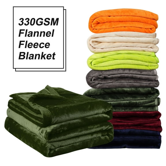 Soft Microplush Lightweight Flannel Fleece Blanket for Sofa Bed Olive Green King