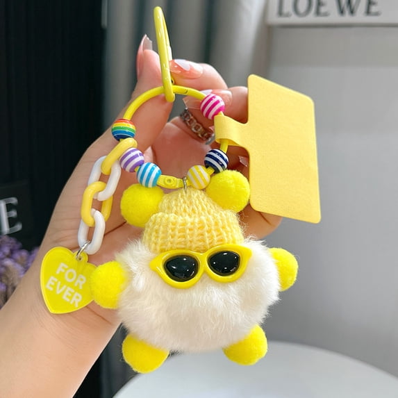 Soft Mini Plush Keychain with Safe Embroidered Eyes, Cute Stuffed Animal Bag Charm for Backpack Purse Keys