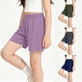 thumbnail image 1 of Soft Modal Casual Shorts for Teen Boys Girls, Solid Color Elastic Waist Lightweight Summer Shorts for 9-19 Years Old, Comfortable Daily & Sports Wear Purple 18 Years, 1 of 7