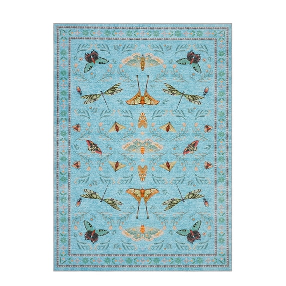 Soft Modern Area Rug for Living Room, Bedroom, Durable Home Decor Carpet, 8x10ft, Elegant Cyan