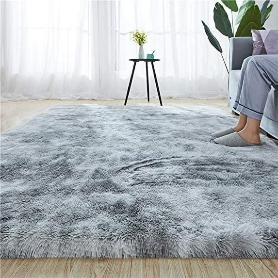 Soft Modern Indoor Shaggy 4x6.6 Rug for Bedroom Livingroom Dorm Kids Room Home Decorative, Non-Slip Plush Fluffy Furry Fur Area Rugs Comfy Nursery Accent Floor Carpet Coffee,Grey,1.3 x 2 Ft.