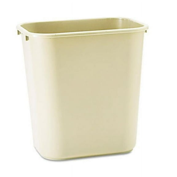 Soft Molded Plastic Wastebasket  Rectangular  7 gal  Beige