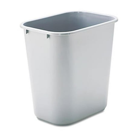 Soft Molded Plastic Wastebasket Rectangular 7 gal Gray