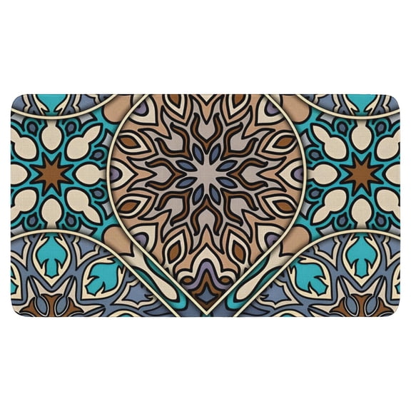 Soft Moroccan Trellis Kitchen Rug No-Skid & Absorbent Indoor Entry Door Mat with Rubber Backing - Perfect Throw Carpet for Bathroom Entryway & Bedside