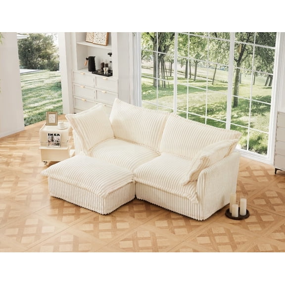 Soft Multiple Big Pillows Sofa - Sturdy Wood Frame & 100% High-Density Foam Cushions for Longevity