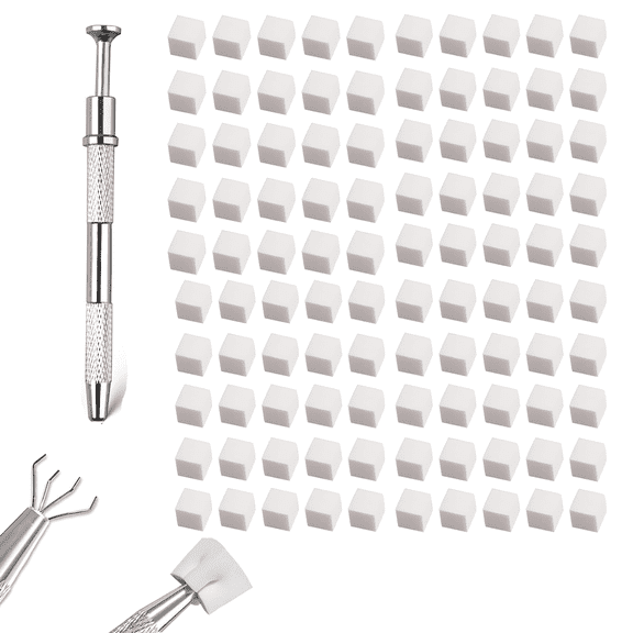 Soft Nail Sponges for Ombre, 4 Claws Nail Sponge Metal Grabber, Nail Brush Nail Supplies Manicure Nail Art Tools Nail Accessories, 100 Pcs, White