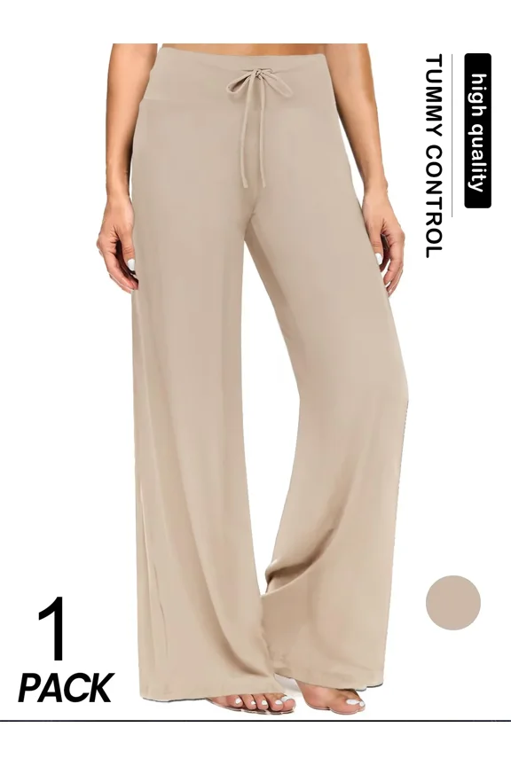 Soft Navy Pajama Pants for Women, Wide Leg Comfy Casual Lounge Yoga Capri Pants