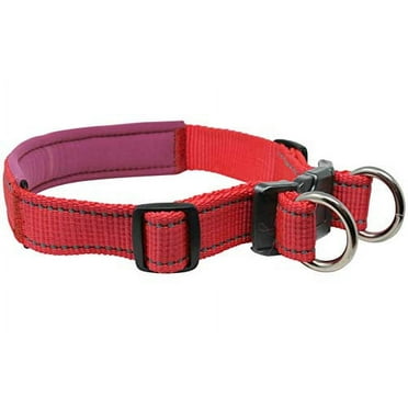 Soft Neoprene Padded Adjustable Reflective 1" Wide 2 Rings Design Dog Collar Red 3 Sizes