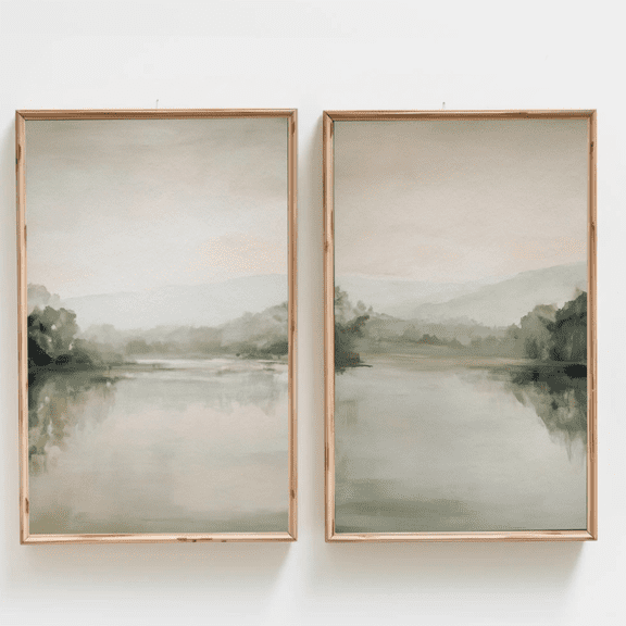 Soft Neutral Abstract Landscape Poster Set, Poster Only