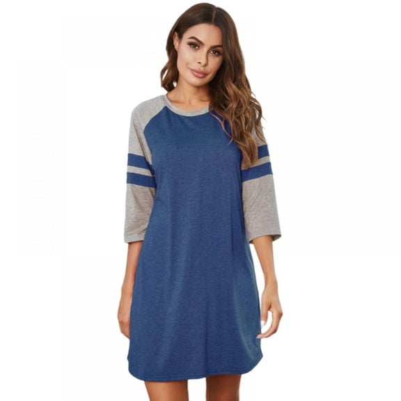 Soft Nightgown for Women 3/4 Sleeves - Women's Nightgown Soft Sleep Shirt Crewneck Casual Loungewear Loose Comfy NightShirts Plus Size S-XXXL