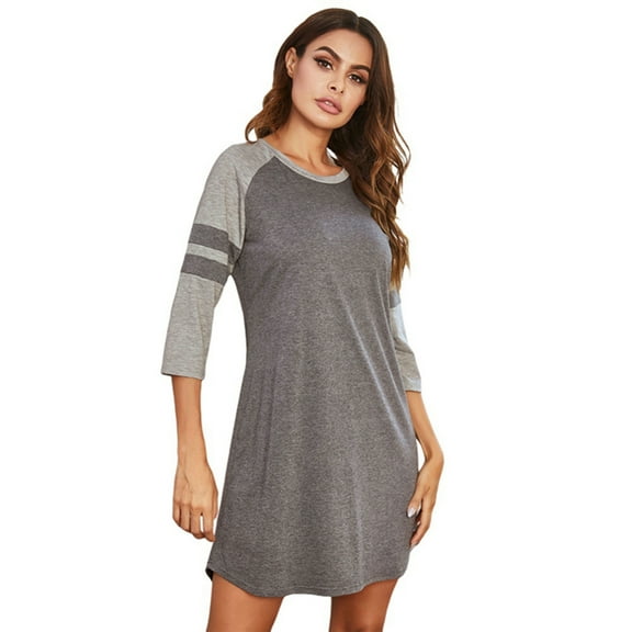 Soft Nightgown for Women 3/4 Sleeves - Women's Nightgown Soft Sleep Shirt Crewneck Casual Loungewear Loose Comfy NightShirts Plus Size S-XXXL