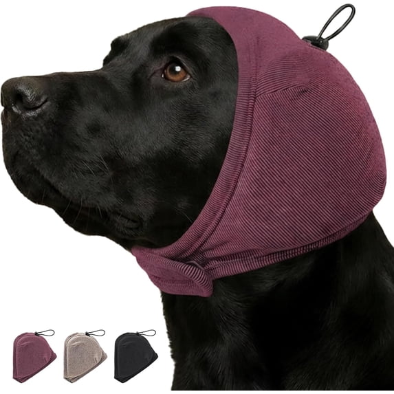 Soft Noise Cancelling Ear Wraps for Dogs-Dog Ear Cover with Thick Sound-Absorbing Pads for Noise Reduction&Anxiety Relief,Head Wrap Calming Hoodie for Thunder,Firework,Hematoma,Grooming(Red,M)