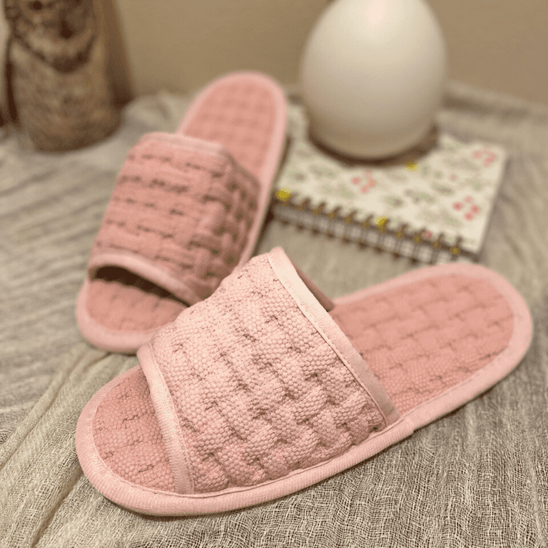 Cozy Winter House Shoes Soft Non Slip Washable Cotton Waffle