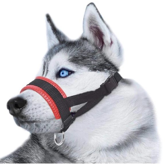 Soft Nylon Dog Muzzle Anti Barking Training Pet Mouth Mask Harness for Small Large Dogs Prevent from Biting, Adjustable Loop