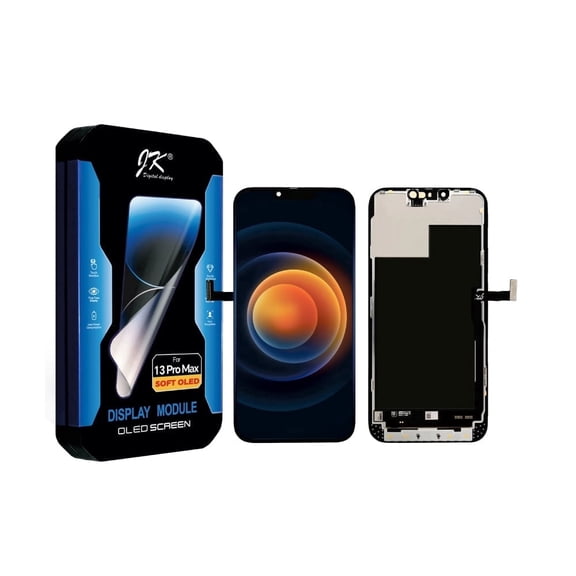 Soft OLED screen replacement kit (non-LCD) for iPhone 13 Pro Max, 6.7-inch Full HD Retina display, with Face ID touchscreen digitizer frame assembly.