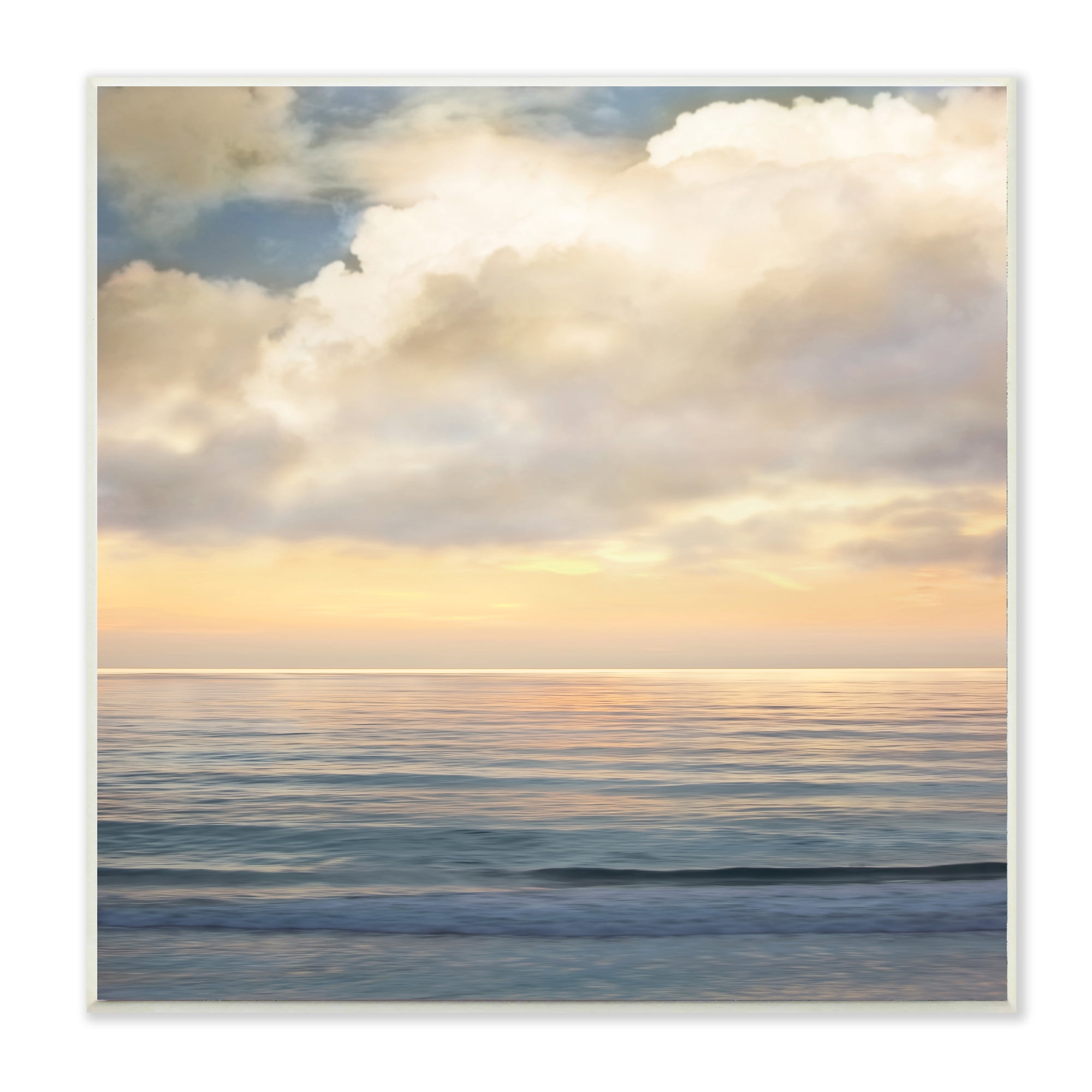 Stupell Industries Soft Ocean Sunset Cloudy Nautical Horizon,12 x 12,Designed by John Seba