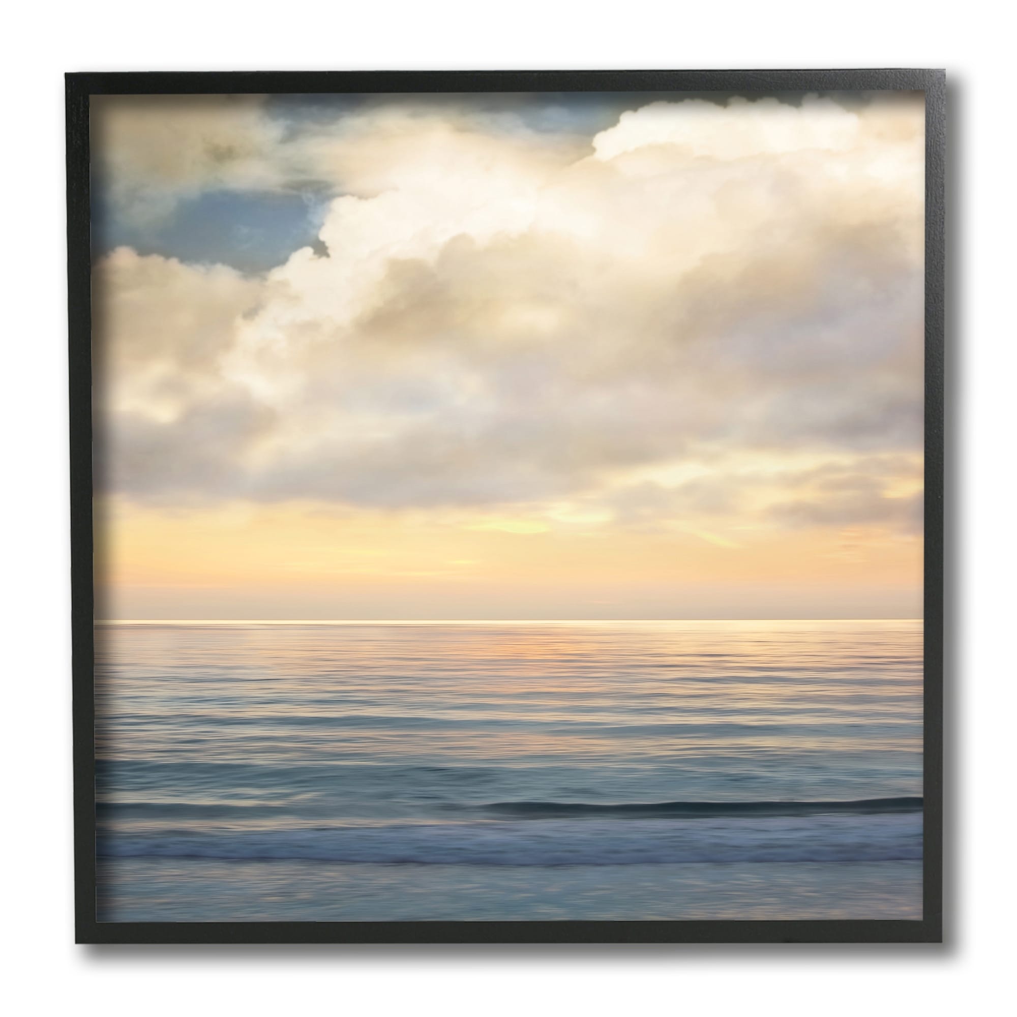Soft Ocean Sunset Cloudy Nautical Horizon 12 in x 12 in Framed Photography Art Print, by Stupell Home Décor