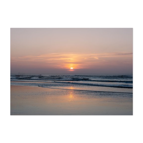 Soft Ocean Sunset – Minimal Coastal Wall Art Print - Wijk aan Zee North Holland The Netherlands Photography Sunset Beach Ocean Seascape Coast Waves Pastel Unframed Wall Art Print 4 x 6 inches
