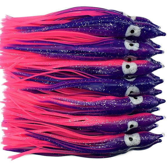 Soft Octopus Fishing Lure Squid Skirts 6in/15CM Trolling Fishing Lures Baits for Saltwater Fishing Pink & Purple (30pcs)
