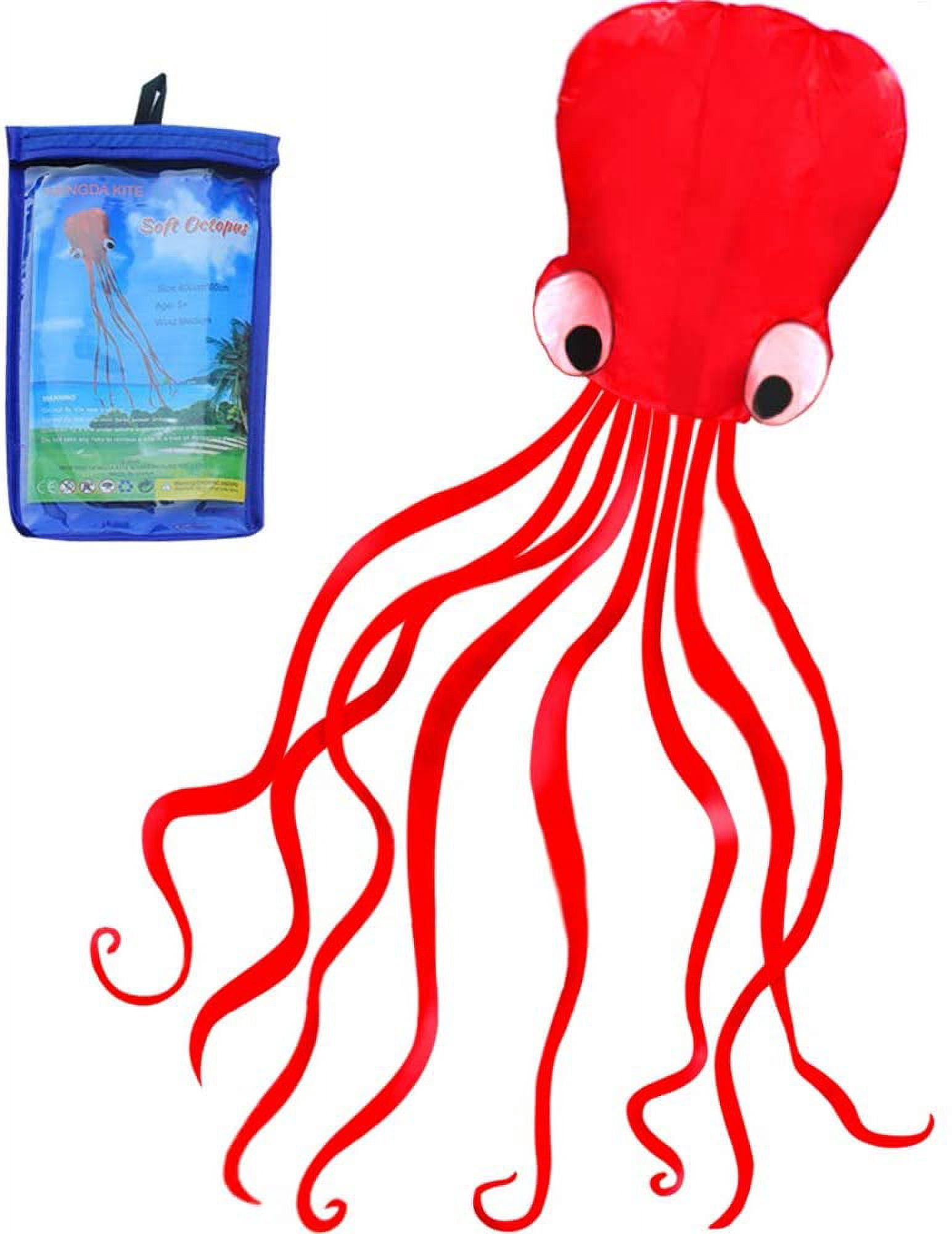 Soft Octopus Kite Series, Beautiful Kite with Long Colorful Tail for Kids and Adults, Easy to Fly Beach Kites, Excellent Outdoor Games and Activity Toys, Suitable for Beginners.