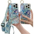 thumbnail image 1 of Soft Oil Painting Flowers Bracket Phone Case for Xiaomi Mi 13 12 T Pro Lite, Wrist Strap, Lanyard, Stand Back Cover, Popular Rhinestone Shell(Purple Flower,13 Pro), 1 of 8