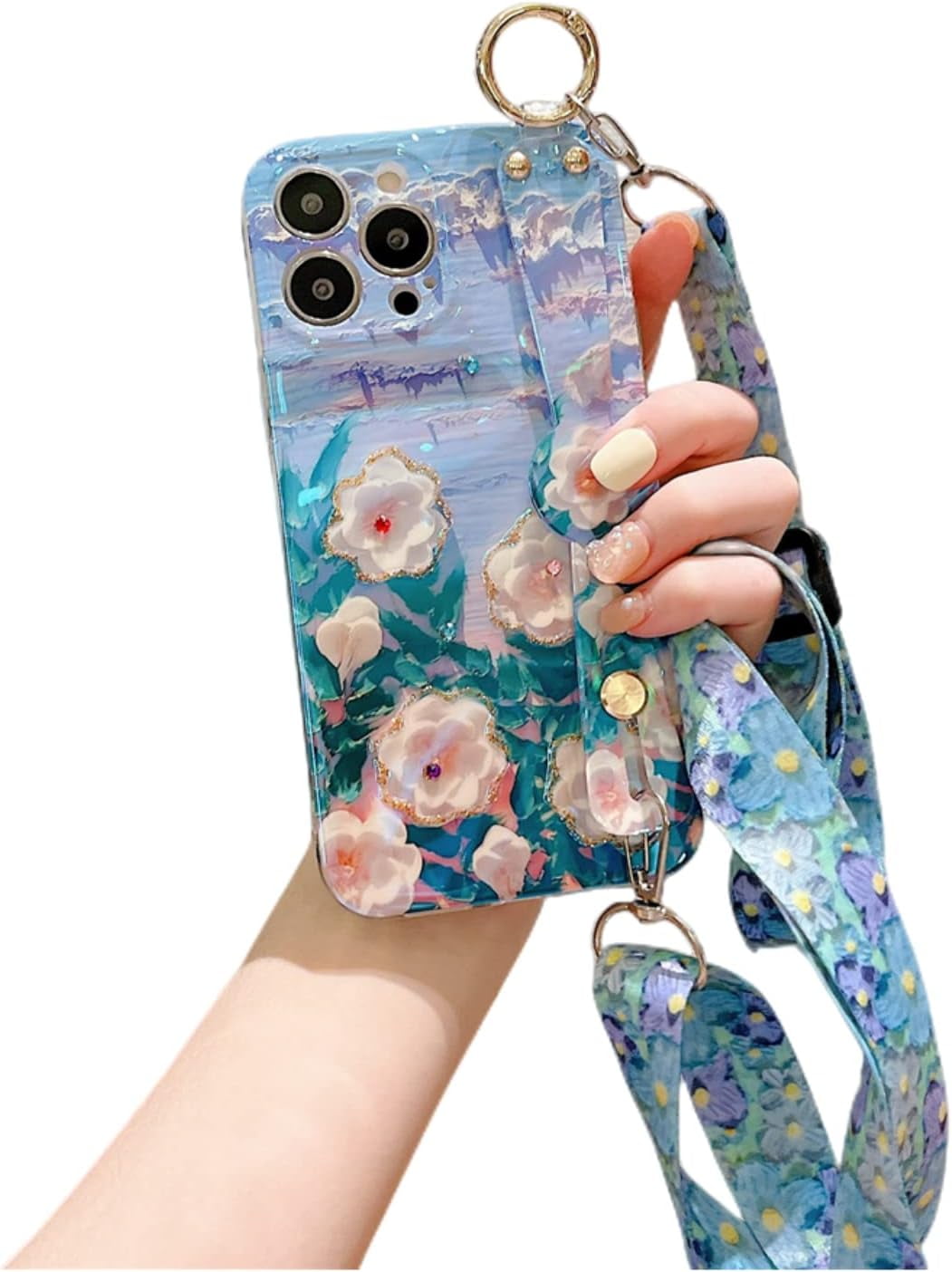 Soft Oil Painting Flowers Bracket Phone Case for iPhone 12 11/12 11 Pro