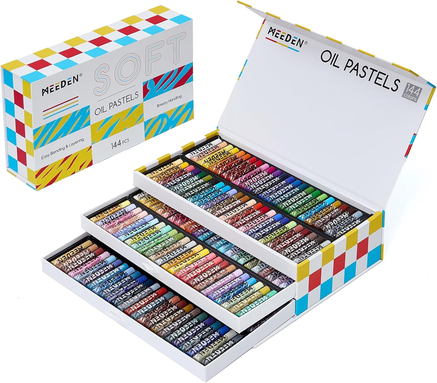 Soft Oil Pastels Set: 144 Vibrant Colors Art Oil Pastels for Blending Layering Shading Drawing - Smooth Oil Pastel Crayons for Artists Beginners Adults Teachers Christmas Painting