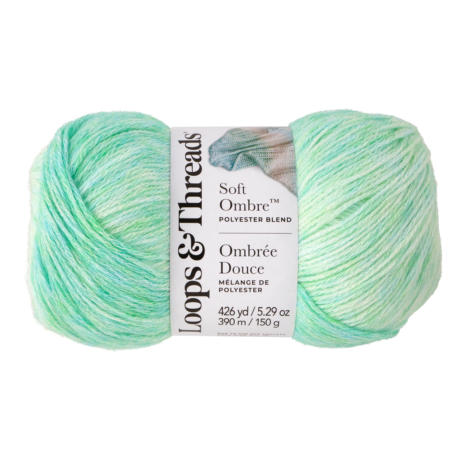 Loops & Threads Soft Ombre Yarn - Light (3) Polyester Acrylic Blend, Soft Gradient Yarn for Knitting & Crochet Blankets, Hats, Shawls & Accessories, 426 yd / 5.29 oz Skein, 6 Pack