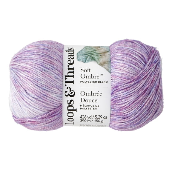 Soft Ombre Yarn by Loops & Threads – Light (3) Polyester Acrylic Blend - Soft Gradient Yarn for Knitting & Crochet Blankets - Hats - Shawls & Accessories - 426 yd / 5.29 oz Skein - 6 Pack