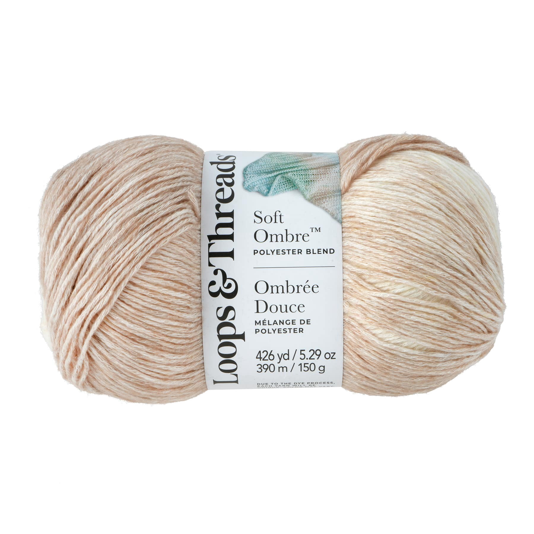 Loops & Threads Soft Ombre Yarn - Light (3) Polyester Acrylic Blend, Soft Gradient Yarn for Knitting & Crochet Blankets, Hats, Shawls & Accessories, 426 yd / 5.29 oz Skein, 6 Pack