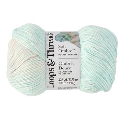 Soft Ombre Yarn by Loops & Threads â€“ Light Polyester Acrylic Blend for Knitting & Crochet - Soft Gradient Yarn for Blankets - Hats - Shawls & Accessories - Blush Sky Blue Mint Ombre