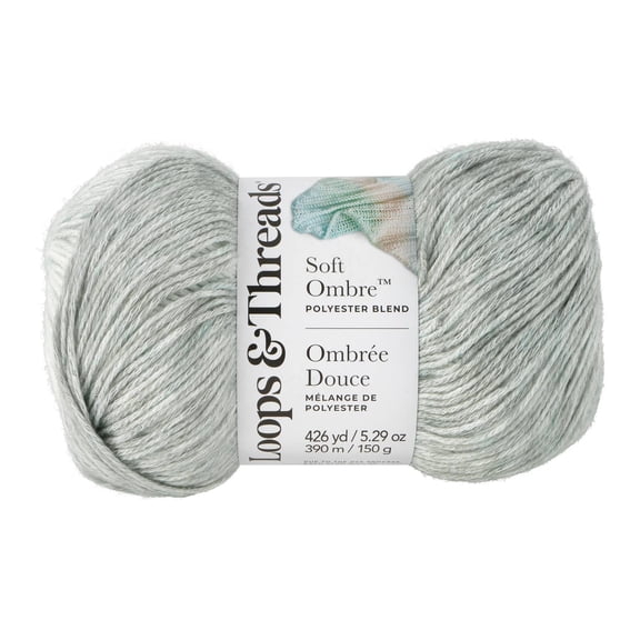 Soft Ombre Yarn by Loops & Threads – Light Polyester Acrylic Blend for Knitting & Crochet - Soft Gradient Yarn for Blankets - Hats - Shawls & Accessories - Grey White Ombre