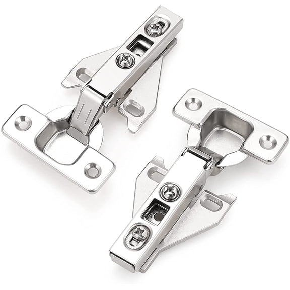 Soft Opening Kitchen Cabinet Hinges 2 Pairs (4 Pieces), Brushed Satin Nickel Face Frame Mounting Concealed Hinges for Kitchen Cupboard Hardware, with Mounting Screws