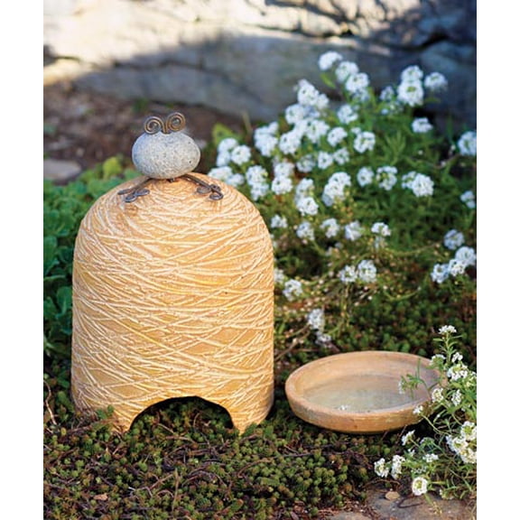 Soft Orange Ceramic Toad House with Bath