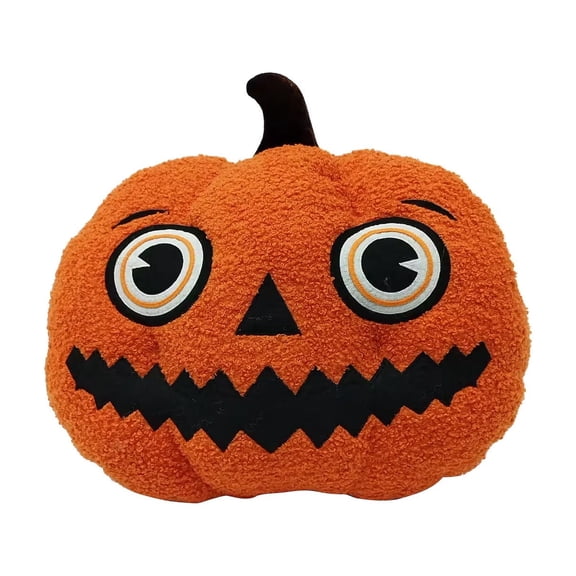 Soft Orange Pumpkin Jack-O-Lantern Throw Pillow, Cute Fall Harvest Decorative Cushion for Sofa Bed, Halloween Thanksgiving Home Party Dcor, Plush Plump Pumpkin Shape