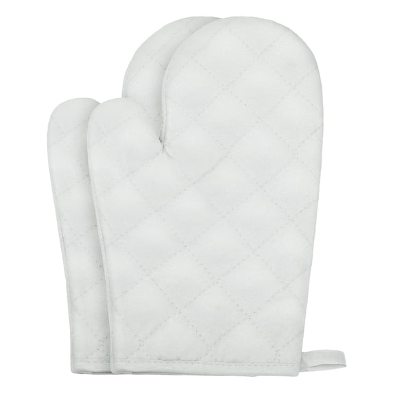 Soft Oven Mitts, Heat Resistant Cooking Gloves, Thick Cotton Lining, Gripping for Baking, Grilling, Kitchen Mitts Set of 2 Silver 10.6x6.7inch
