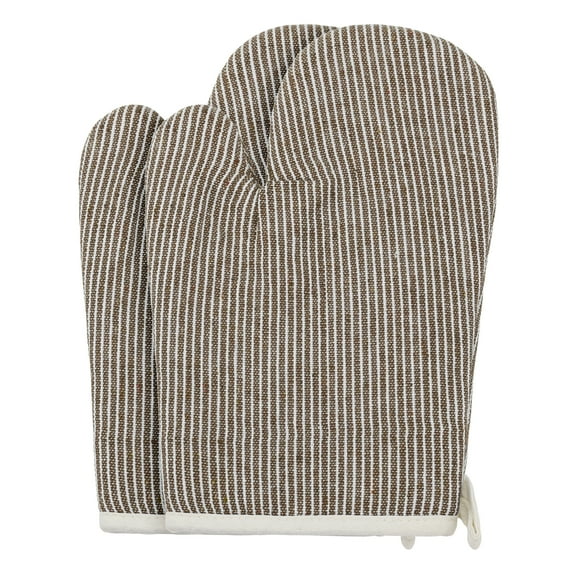 Soft Oven Mitts, Heat-Resistant Cooking Gloves, Thick Cotton Lining, Gripping for Baking, Kitchen Mitts Set of 2 Brown 10.2x7.5inch
