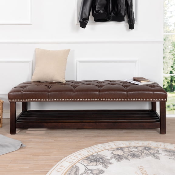 Soft PU Covered 60" Bench / Solid Support and Comfort for Bedroom