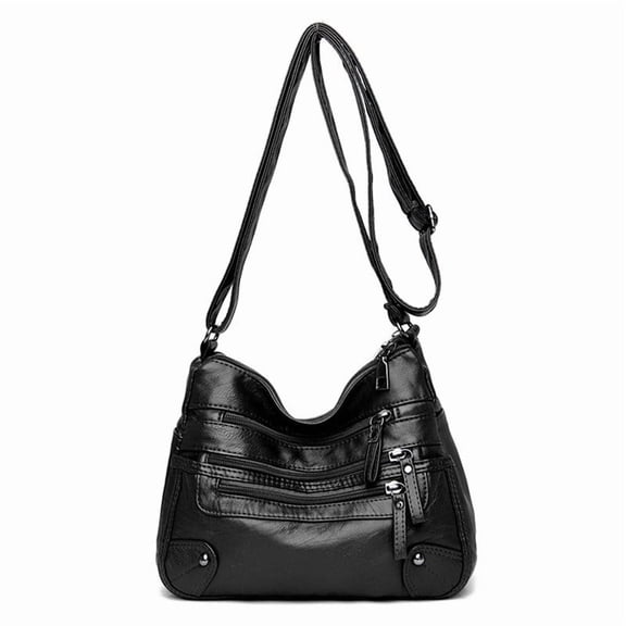 Soft PU Leather Crossbody Purse for Women, Multi-Pocket Messenger Shoulder Bag , Lightweight Everyday Travel Handbag (Black1)