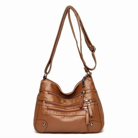 Soft PU Leather Crossbody Purse for Women, Multi-Pocket Messenger Shoulder Bag , Lightweight Everyday Travel Handbag (Brown1)